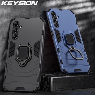 Keysion เคสโทรศัพท์ซิลิโคน PC กันกระแทก พร้อมแหวนขาตั้งโลหะ สําหรับ Samsung A24 A14 4G Galaxy A24 A14 5G