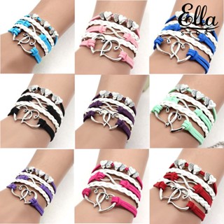 Ellastore123 สร้อยข้อมือถัก จี้รูปหัวใจ หลายชั้น แฮนด์เมด กันแพ้ เครื่องประดับแฟชั่น สําหรับทุกวัน