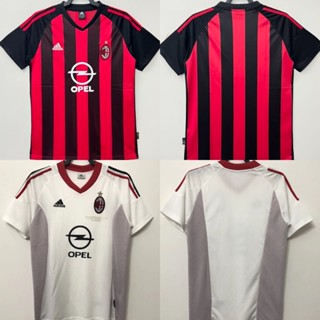 เสื้อกีฬาแขนสั้น ลายทีมชาติฟุตบอลชั้นนํา AC milan 2002 ชุดเหย้า คุณภาพสูง สไตล์เรโทร สําหรับผู้ชาย