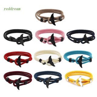 Redd สร้อยข้อมือเชือกถัก รูปหางปลาวาฬ ปรับได้ เรียบง่าย สีแดง เครื่องประดับชายหาด เล่นเซิร์ฟ สําหรับเด็กผู้หญิง ผู้ชาย แฟน