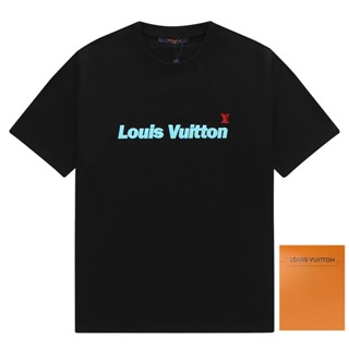 L&amp;v เสื้อแขนสั้น ปักลายโลโก้ โฟม ไอคอน สวมใส่สบาย เป็นมิตรกับผิว แฟชั่นคลาสสิก