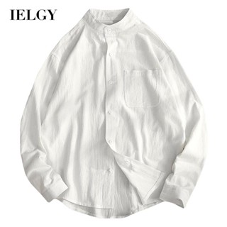 IELGY ผู้ชาย สไตล์เกาหลี อินเทรนด์ พลัสไซซ์ คาร์ดิแกน แขนยาว สีพื้น ยืน ปกเสื้อ