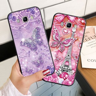 เคสโทรศัพท์มือถือ ซิลิโคนนุ่ม ลายผีเสื้อ ประดับเพชร สําหรับ Samsung Galaxy J7 Core 2015 2016 Pro 2017 Plus J7+