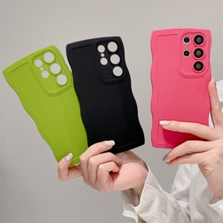 เคสโทรศัพท์มือถือแบบนิ่ม ขอบหยัก สีแคนดี้ หรูหรา สําหรับ Samsung Galaxy S23 S22 Ultra S21FE Plus 5G