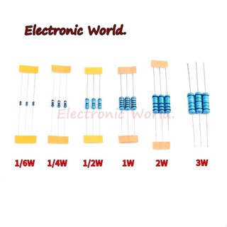 ตัวต้านทานฟิล์มโลหะ 1/4W 3.6M 3.9M 4.7M 5.1M 5.6M6.8M8.2M 10M 22M โอห์ม 100 ชิ้น
