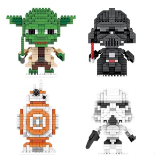 Small particles casual inserting building blocks plastic toys Star Wars building blocks Anime Master Yoda building blocks cartoon mini action doll head assembly educational toys childrens birthday gifts