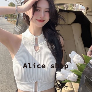 Alice  เสื้อสลิง เสื้อครอปหญิง เสื้อกล้าม y2k เสื้อแซ่บๆ  สวย Comfortable สบาย ins A20K0F9 36Z230909