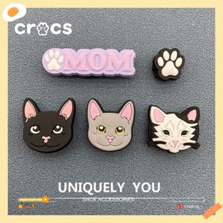 Crocs jibbitz จี้กระดุม รูปหัวแมวน่ารัก สําหรับตกแต่งรองเท้า DIY