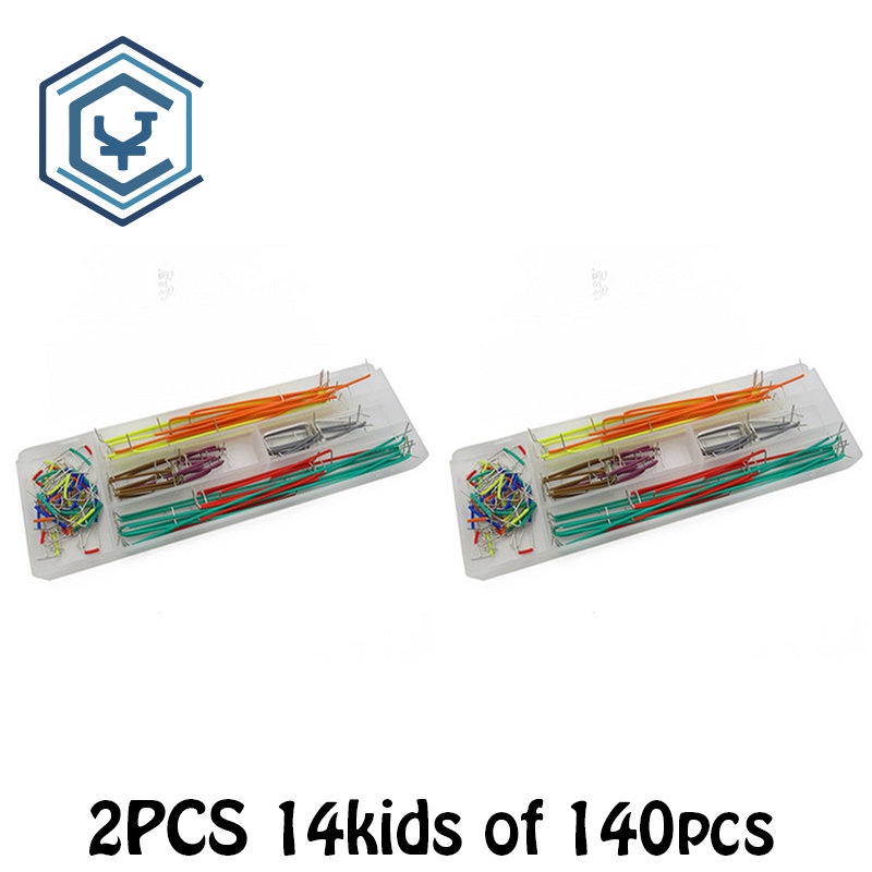 2PCS 140 ชิ้น/ล็อต Solderless Breadboard จัมเปอร์สาย 22 AWG Solid Wires ชุดกล่องสําหรับ Arduino
