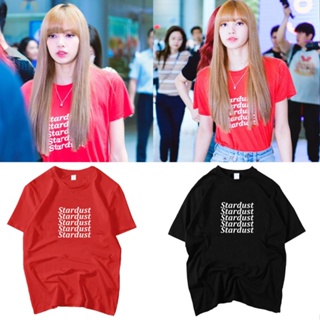 summer women T  Lisa  ROSÉ blackpink Same paragraph t-shirt Cartoon print Avant-garde personality