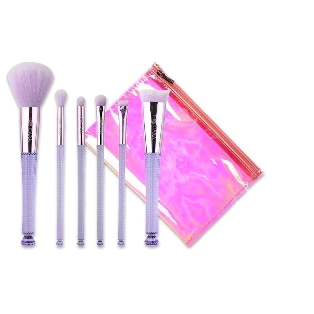 NEE CARA MAKEUP BRUSH + BAG (N829) : neecara นีคาร่า เซตแปรงแต่งหน้า 6 ชิ้น + กระเป๋า x 1 ชิ้น OFS