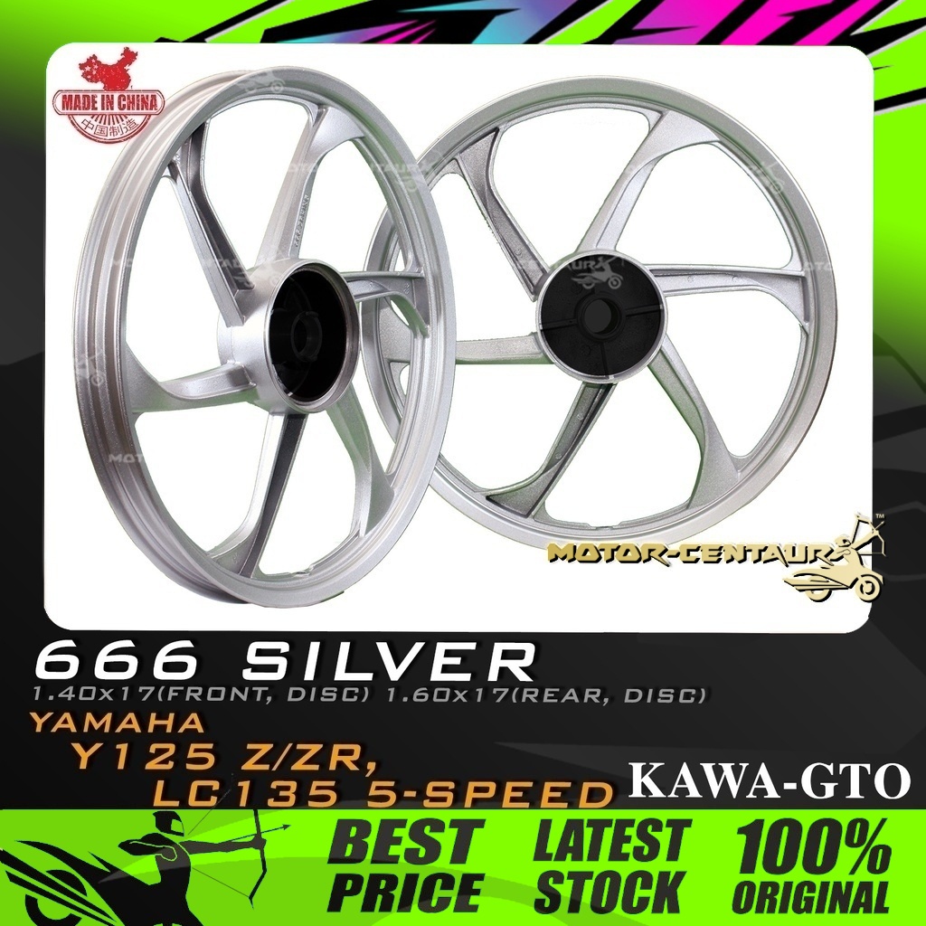 RIM MOTOSIKAL KAWA-GTO SPORT RIMS 666 1.40X17(DISC,F) 1.60X17(DISC,R) สําหรับ YAMAHA Y125,Z,ZR, LC13