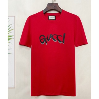 Gucc1 ใหม่ เสื้อยืดแขนสั้น คอกลม ผ้าฝ้าย พิมพ์ลายโมโนแกรม S-4XL