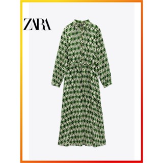 Zara ใหม่ ชุดเดรส พิมพ์ลายเรขาคณิต สําหรับผู้หญิง 9878102 098