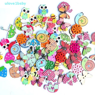 Ulove1bsby กระดุม ลายการ์ตูนสัตว์ คละแบบ DIY สําหรับตกแต่งสมุดภาพ งานฝีมือ 50 ชิ้น