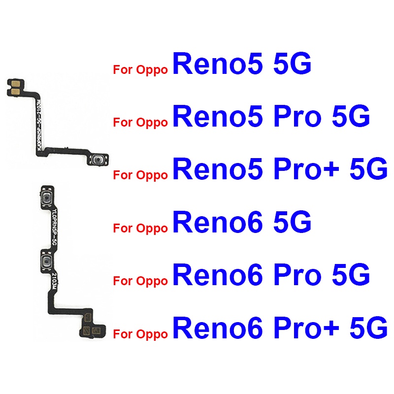Power Volume Flex Cable สําหรับ OPPO Reno 5 4G 6 5Pro 6Pro 5Pro Plus 6Pro Plus 5G ปริมาณด้านข้างปุ่ม