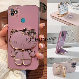 เคส ITEL Vision 1 Pro เคส ITEL P36 Casing ITEL P37 Cases ITEL S16 Cover ITEL A48 Case ITEL A58 Case ITEL A49 Case Cute Anime Cartoon Vanity Mirror Hello Kitty Holder Phone Case With Metal Sheet TK โทรศัพท์มือถือ ลายการ์ตูน น่ารัก พร้อมแผ่นโลหะ สําหรับ