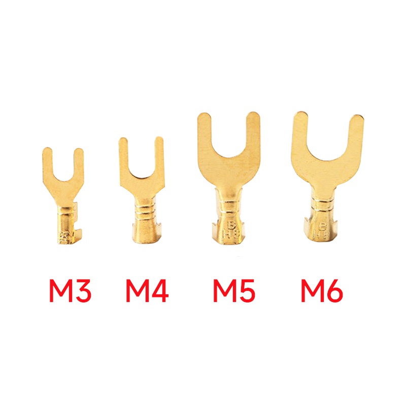 หางปลาเชื่อมต่อสายไฟ ทองเหลือง M3 M4 M5 M6 M8 0.5-2.5 มม. 50 ชิ้น