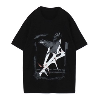 ใหม่ เสื้อยืดแขนสั้น พิมพ์ลายดอกไม้ Syte SYTE Yamamoto Yohji Rib Pigeon Beauty Dance สีดํา