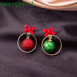Sweetjohn ต่างหูคริสต์มาสผู้หญิงกวางกุทัณฑ์ Rhinestone ที่เกี่ยวหูคริสต์มาส