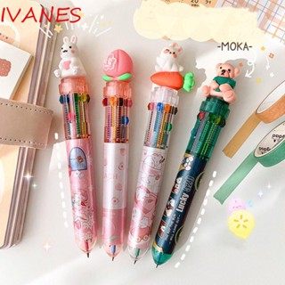 Ivanes ปากกาลูกลื่น ลายไดโนเสาร์ ลูกพีช วัวน่ารัก สีชมพู 10 สี สําหรับนักเรียน สํานักงาน