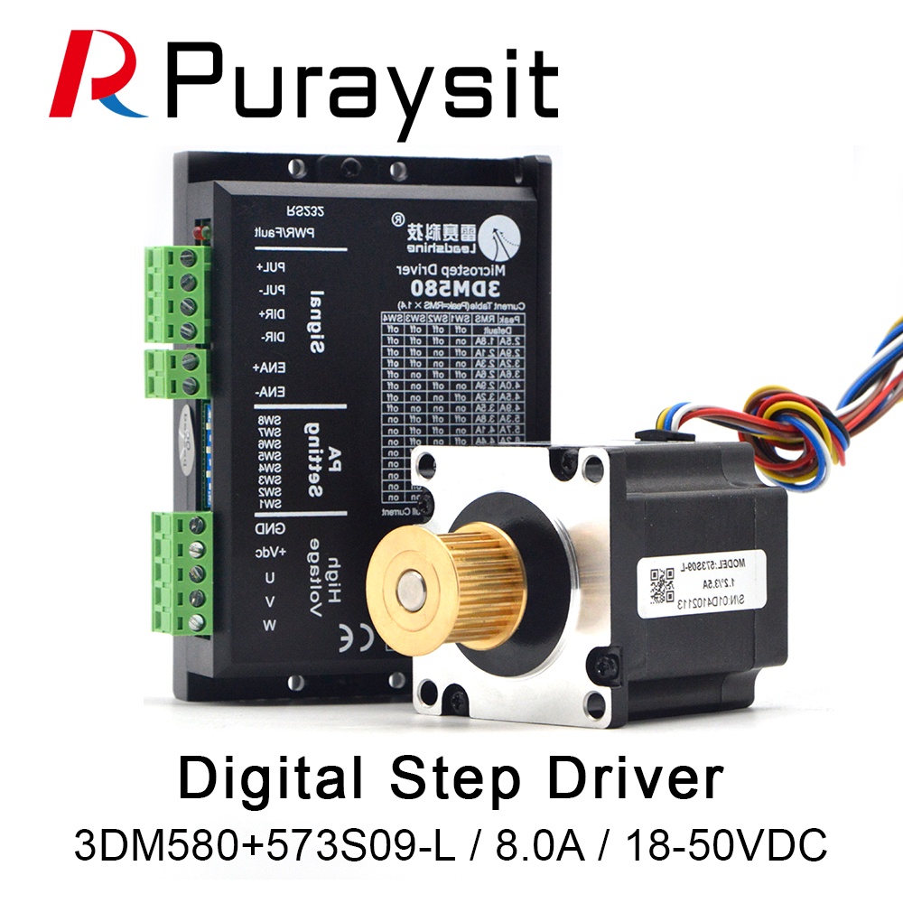 SZ Puraysit Leadshine 3 เฟส Stepper Motor 573S09-L + Stepper Driver 3DM580 สําหรับ CO2 เลเซอร์แกะสลั