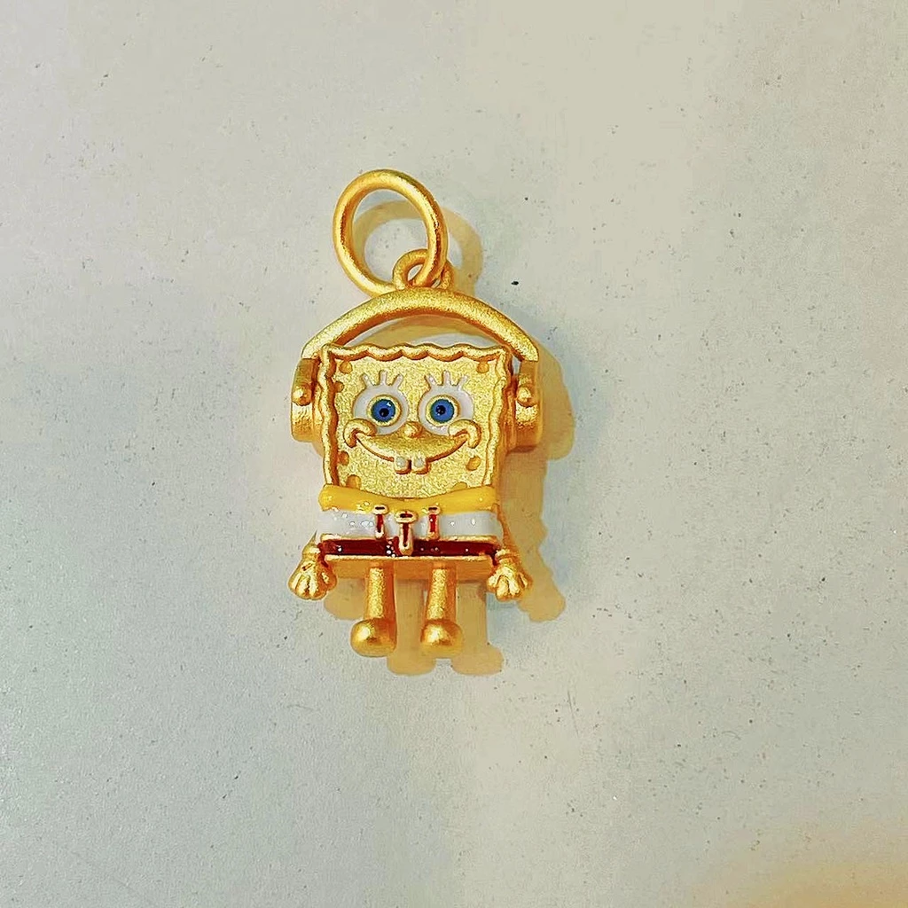 จี้ลูกปัดสพันจ์บ็อบ สีทอง สำหรับทำเครื่องประดับสร้อยคอ สร้อยข้อมือ DIY thumbnail 5