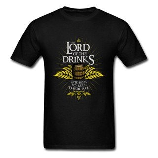 [S-5XL] เสื้อยืดคอกลม ผ้าฝ้าย 100% พิมพ์ลาย LORD OF DRINKS Rule Them All Beer Oktoberfest สีดํา สไตล์วินเทจ สําหรับผู้ชา