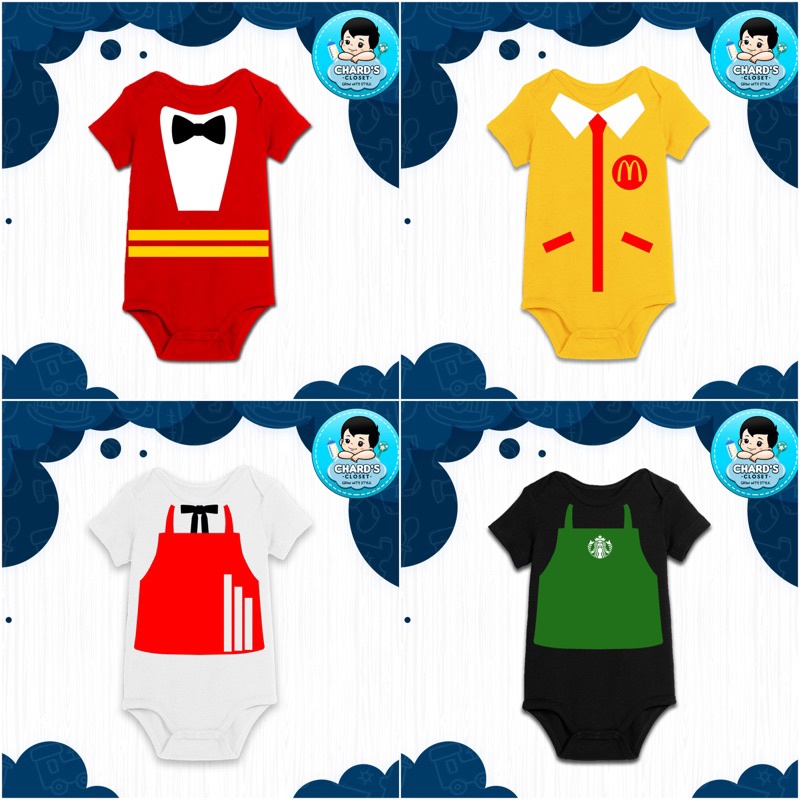 Jollibee/Mcdo/KFC/Starbucks Print on Baby Onesie H1TU