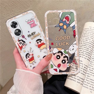 พร้อมส่ง เคสโทรศัพท์มือถือ ซิลิโคนนุ่ม ใส บางมาก กันกระแทก ลายการ์ตูนชินจังจอมแก่น สําหรับ OPPO Reno8 T Reno 8T A78 5G 4G