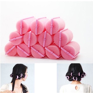 💋12Pcs / Bag Magic ฟองน้ำฟองน้ำเบาะรองนั่งผมจัดแต่งทรงผมลูกกลิ้ง Curlers Twist Tool