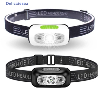 [Delicatesea] ไฟหน้า LED ชาร์จ USB เซนเซอร์ตรวจจับการเคลื่อนไหว สําหรับตกปลา