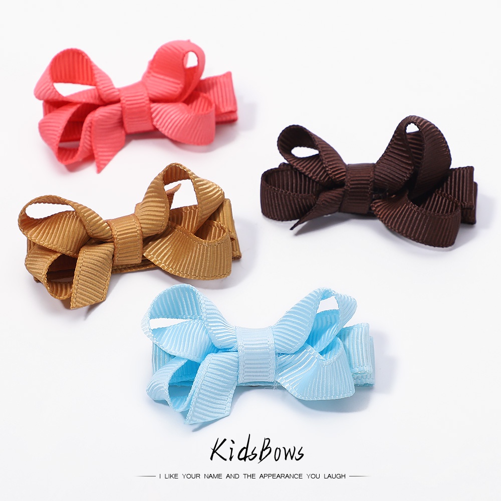 5ชิ้น/เซ็ตสีทึบโบว์กิ๊บชุดสําหรับเด็กทารกแฮนด์เมดเด็กน่ารักอุปกรณ์ผมขายส่ง