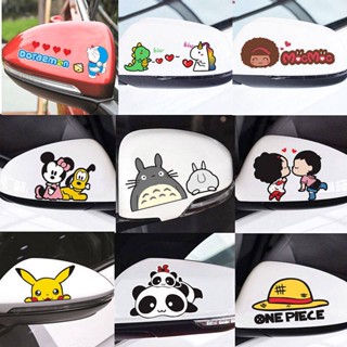 Car Rearview Mirror Sticker Cute Cartoon Personal Creative Scratch Cover Rearview Mirror Decorative Waterproof Funny Car Stickers LTEU