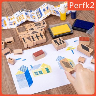 [Perfk2] ชุดแสตมป์ไม้ ลายเมือง DIY สําหรับเด็กก่อนวัยเรียน