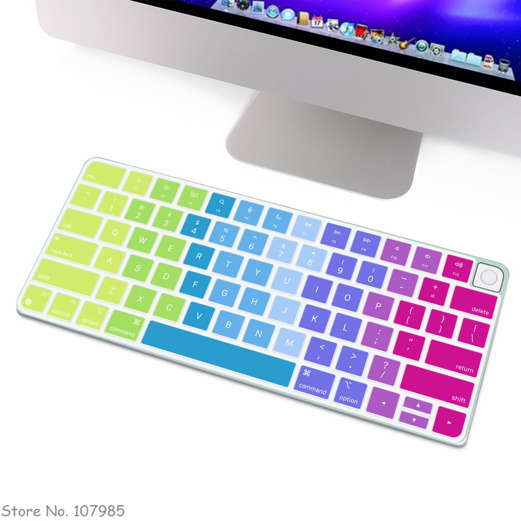 ใหม่ล่าสุด แผ่นครอบคีย์บอร์ด กันฝุ่น พร้อมทัชไอดี สําหรับ Apple iMac 24 นิ้ว 2021 A2449 A2450 M1 ชิป
