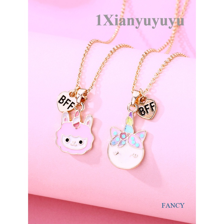 BN 2 ชิ้น/เซ็ตการ์ตูน Llama รูปร่างจี้ Best Friends สร้อยคอ BFF มิตรภาพเด็กเครื่องประดับสําหรับสาว