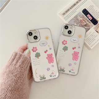 เคสโทรศัพท์มือถือ TPU นิ่ม กันกระแทก ปิดด้านหลัง ลายหมีน่ารัก สําหรับ iPhone 14 Pro Max 13 Pro iPhone 12 11