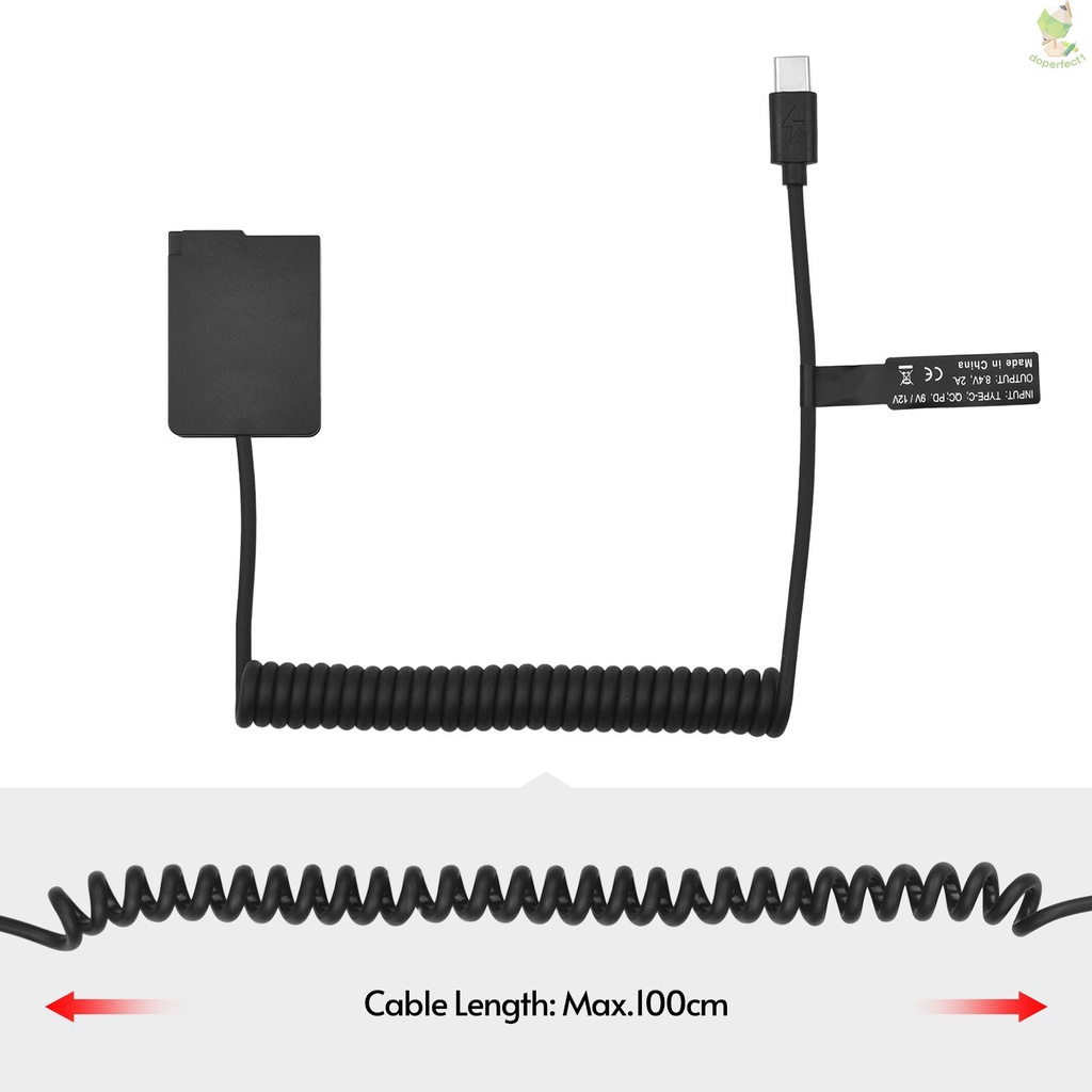 Andoer DMW-DCC8 Dummy Battery USB-C Coupler Adapter BLC12 Dummy Battery Coupler with USB Type-C Spring Power Cable Replacement for Panasonic Lumix DMC-FZ300 FZ1000 FZ2000 G5 G6 G7 G80 G81 G85 G90 G95 Cameras