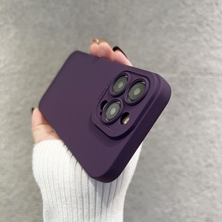 เคสโทรศัพท์มือถือ ซิลิโคนนิ่ม สีม่วงเข้ม สําหรับ iPhone 14 13 12 11 Pro Max X XR Xs 7 8 plus se Max