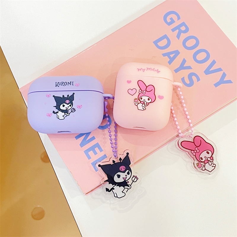 [Case Pro 2nd] เคส TPU นิ่ม เนื้อแมตต์ ลายการ์ตูน Melody&Kuromi น่ารัก สําหรับ AirPods Pro Pro2 Gen1/2 3