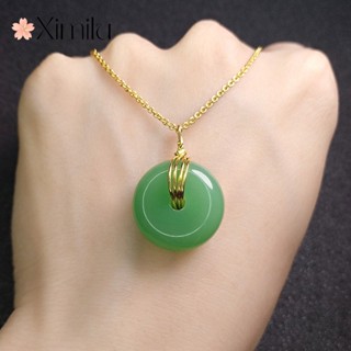 ♥เครื่องประดับ สร้อยคอ ชุบทอง 24k จี้หยก สไตล์จีน สําหรับผู้หญิง