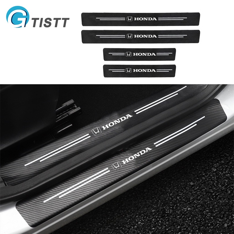 GTISTT 4ชิ้น คาร์บอนไฟเบอร์ กันรอยประตูรถยนต์ Carbon Fiber แผ่นกันรอยประตูรถยน สติ๊กเกอร์ติดรถ สำหรับ Honda City Jazz Brio Civic HRV Mobilio Accord CRV BRV Fit Vezel Odyssey