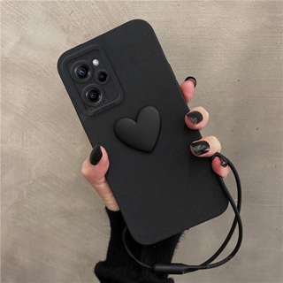 เคสซิลิโคน ลายหัวใจ 3D พร้อมสายคล้อง สําหรับ Xiaomi POCO X4 X5 Pro 5G Xiaomi POCO F4 X4 GT M4 Pro 4G 5G