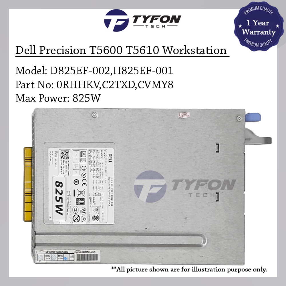 Dell Precision T3600 T3610 T5600 T5610 แหล่งจ่ายไฟเวิร์กสเตชัน PSU MT 825W DR5JD CVM48 RHHKV (ตกแต่ง