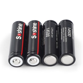 ถ่านชาร์จ Soshine 14500 แท้  Li-Ion Battery 3.7V ความจุแท้เต็ม 900mAh ล็อตใหม่ก้อนสีดำ ถ่าน