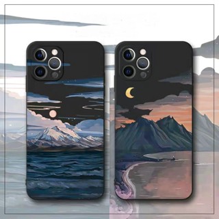 Casing for infinix Hot 20S 4G 20 5G Play 20i 12i 12 11S NFC 11 2021 10 10i 10T 10S 9 Pro 8 Lite ins Sun Moon Landscape Scenery Painting Fine Hole Tpu Straight edge Shockproof Soft Phone Case Cover 1MDD 33