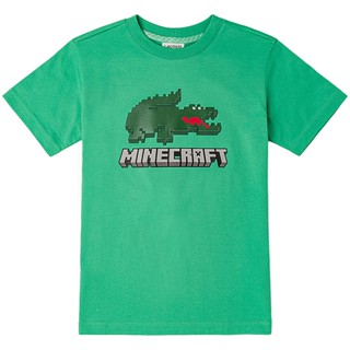 Tee เสื้อคู่ Lacoste×minecraft ใหม่ เสื้อยืดคอกลม แขนสั้น แฟชั่นฤดูร้อน สําหรับผู้ชาย และผู้หญิง