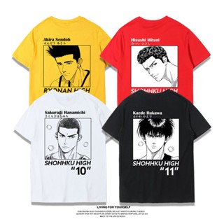 S-5XL เสื้อยืด Slam Dunk Co-branded เสื้อยืด Sakuragi ดอกไม้แผนที่ Mitsui Shourukawa Maple Sendo บาสเกตบอลผ้าฝ้ายแขนสั้น