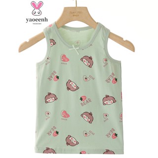 【YAOEENH】พร้อมส่ง เสื้อกล้ามแขนกุด ผ้าฝ้ายแท้ แบบบาง ลายการ์…